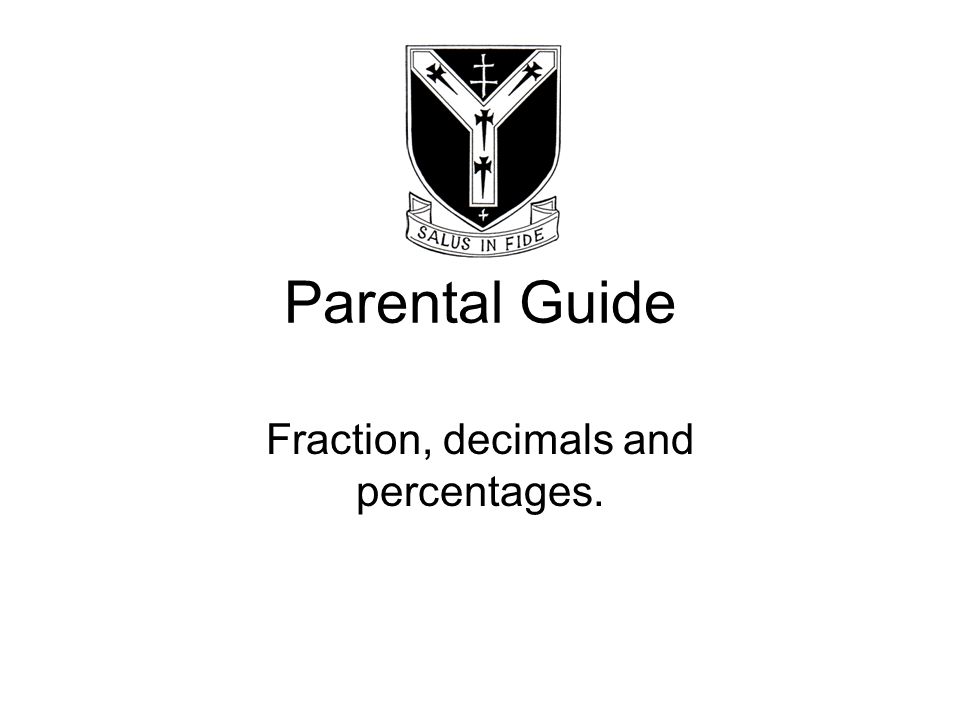 Fraction, decimals and percentages. Parental Guide