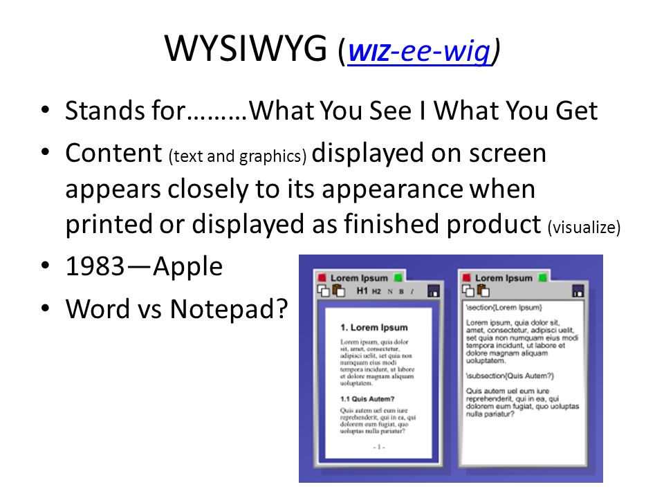 What is WYSIWYG?  What You See is What You Get