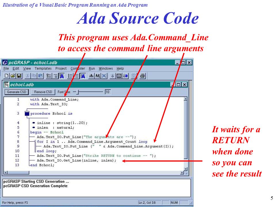 Illustration of a Visual Basic Program Running an Ada Program 1 by Richard  Conn 11 September ppt download