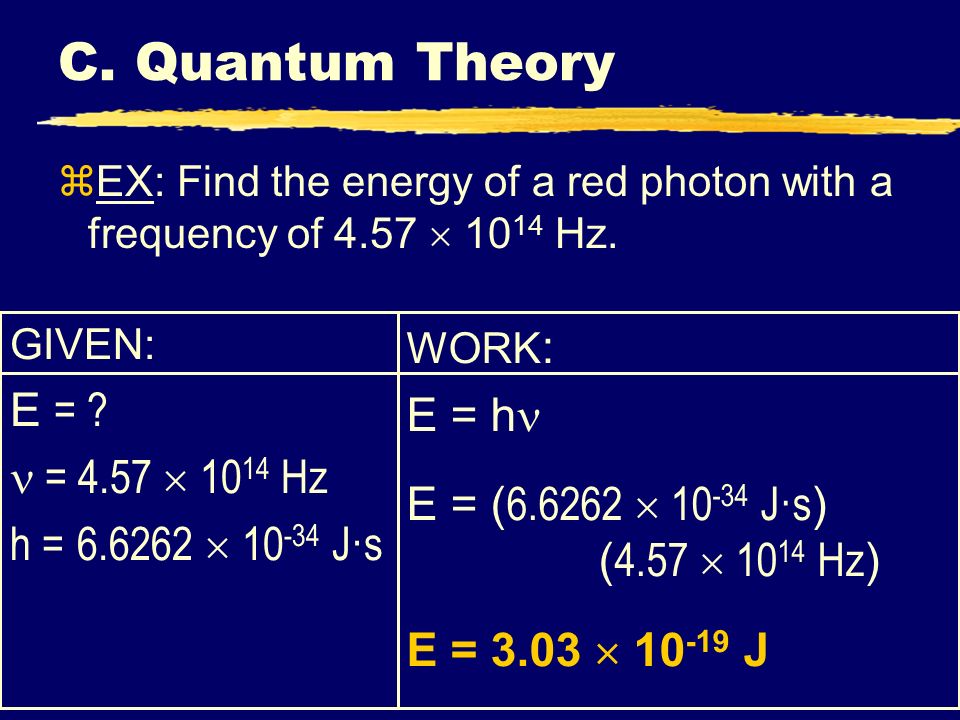 C. Quantum Theory GIVEN: E = .