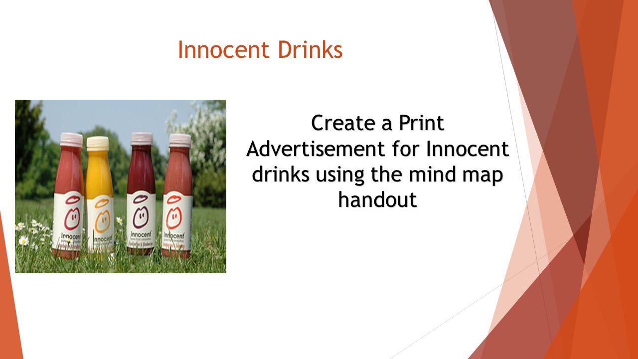 Innocent Drinks Create a Print Advertisement for Innocent drinks using the mind map handout
