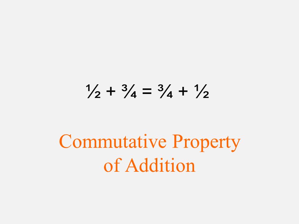 ½ + ¾ = ¾ + ½ Commutative Property of Addition