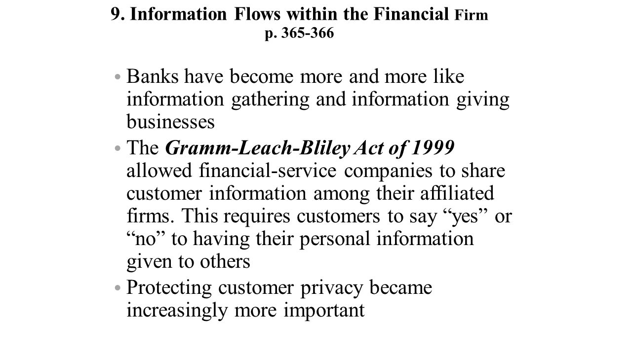 9. Information Flows within the Financial Firm p.
