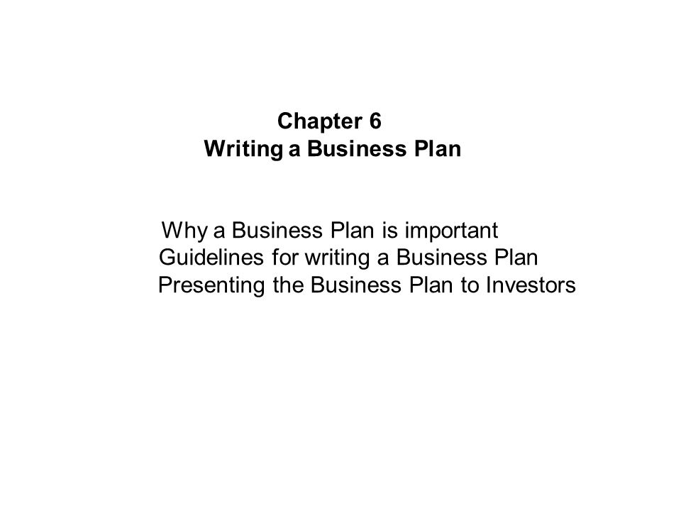 why is it important to write a business plan