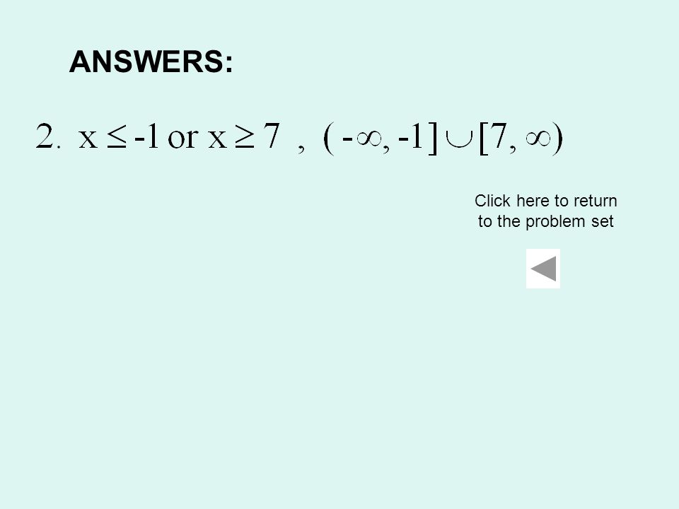 ANSWERS: Click here to return to the problem set