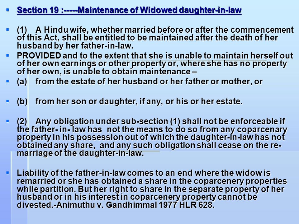 widow daughter in law rights in father in law property