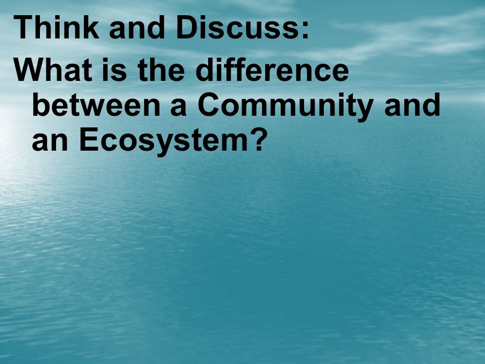 Think and Discuss: What is the difference between a Community and an Ecosystem