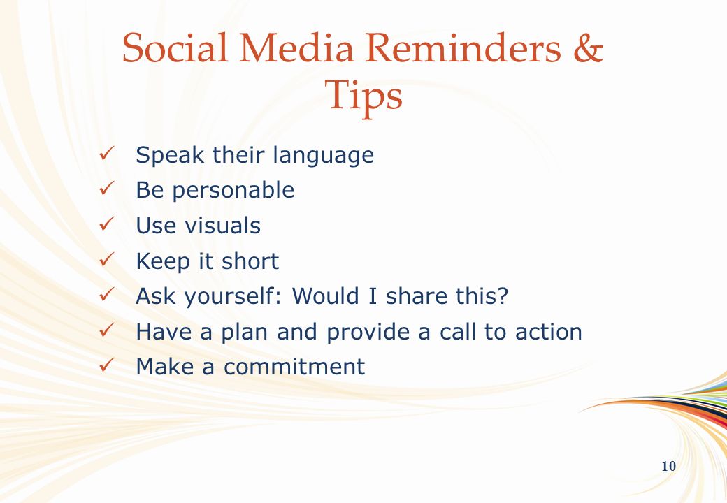 OCLC Online Computer Library Center 10 Social Media Reminders & Tips Speak their language Be personable Use visuals Keep it short Ask yourself: Would I share this.