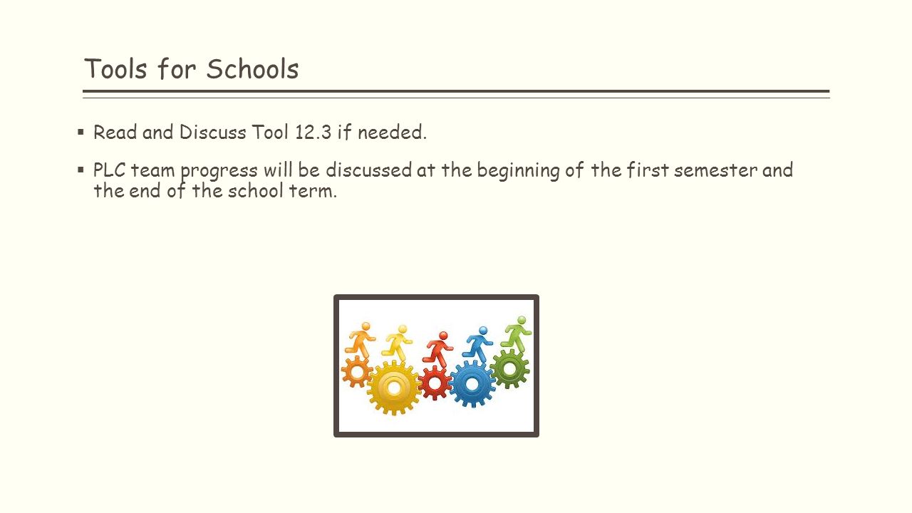 Tools for Schools  Read and Discuss Tool 12.3 if needed.