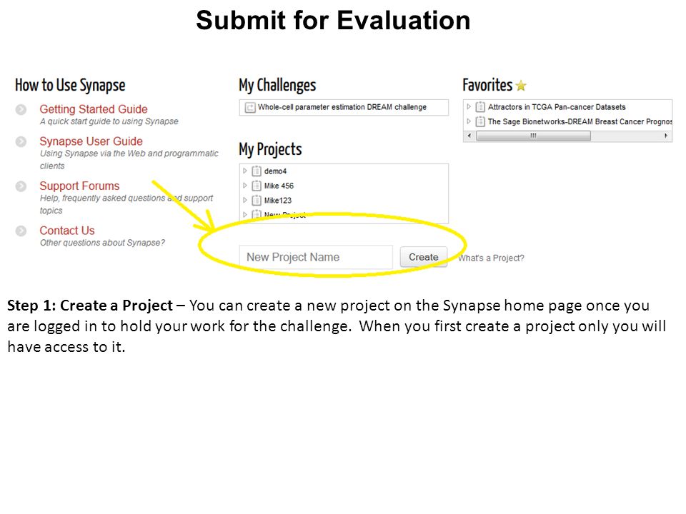 Submit For Evaluation Step 1 Create A Project You Can Create A