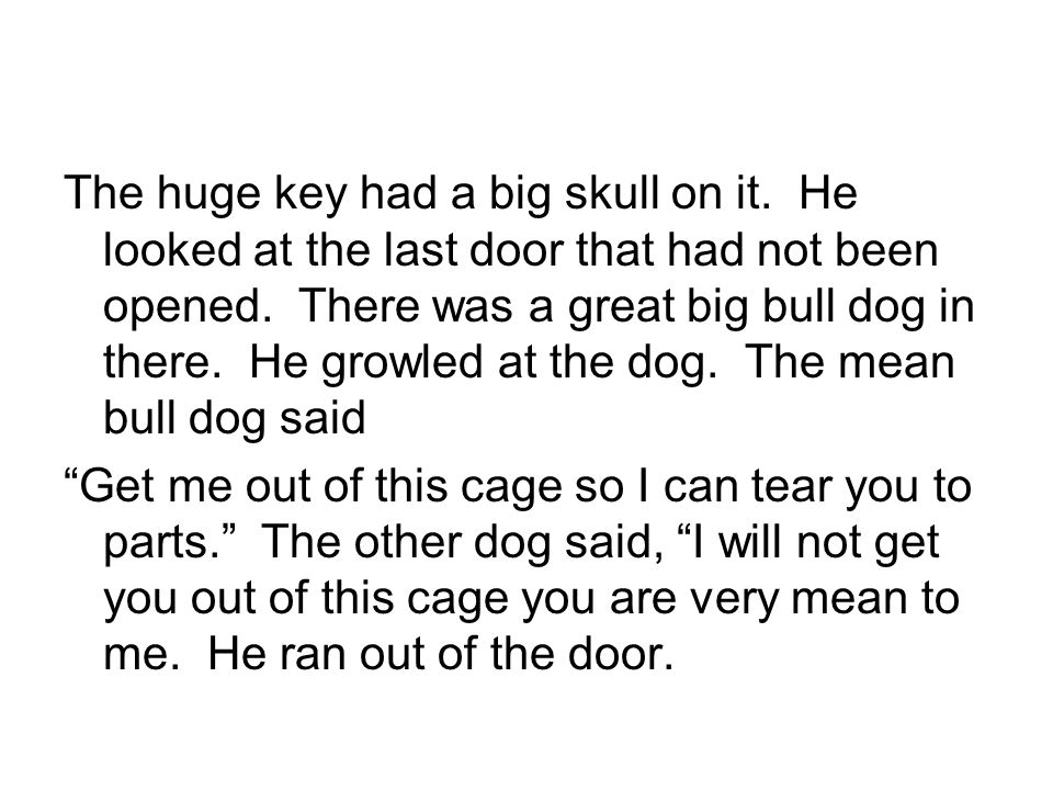 The huge key had a big skull on it. He looked at the last door that had not been opened.