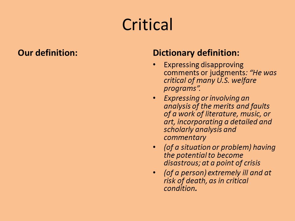 what is the meaning of critical thinking in dictionary
