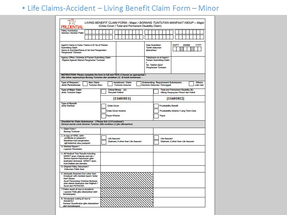 Life Claims-Accident – Living Benefit Claim Form – Minor