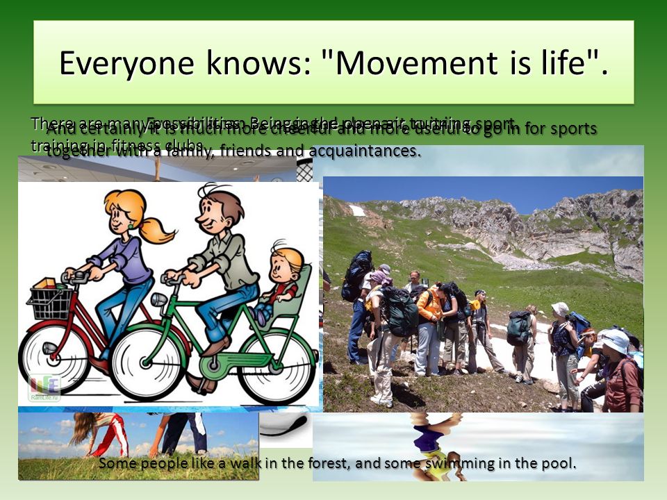 Is necessary for life. Movement is Life. Keeping Fit. Presentation about keeping Fit.