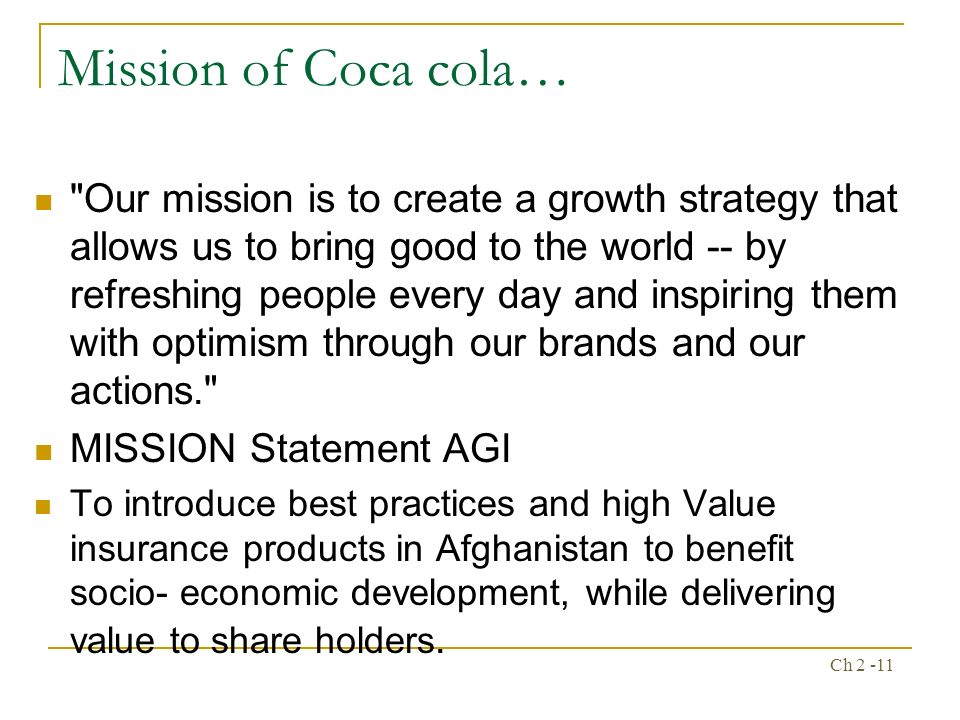 strategy statement of coca cola