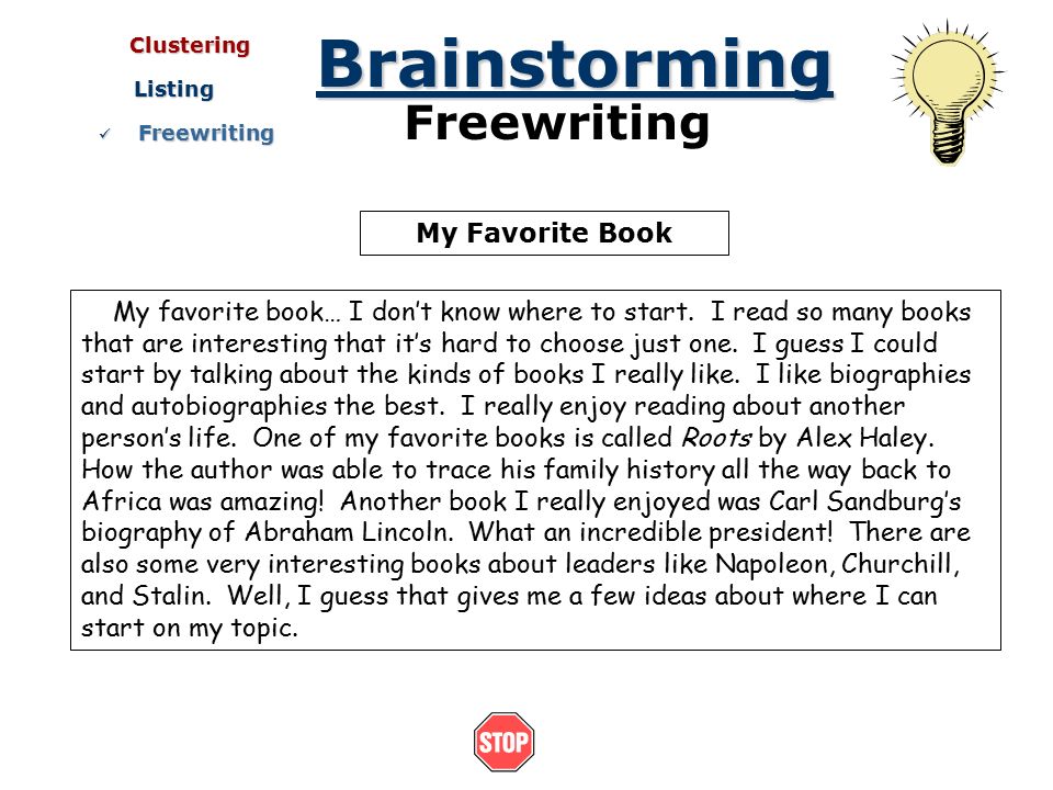 free writing strategy brainstorming examples