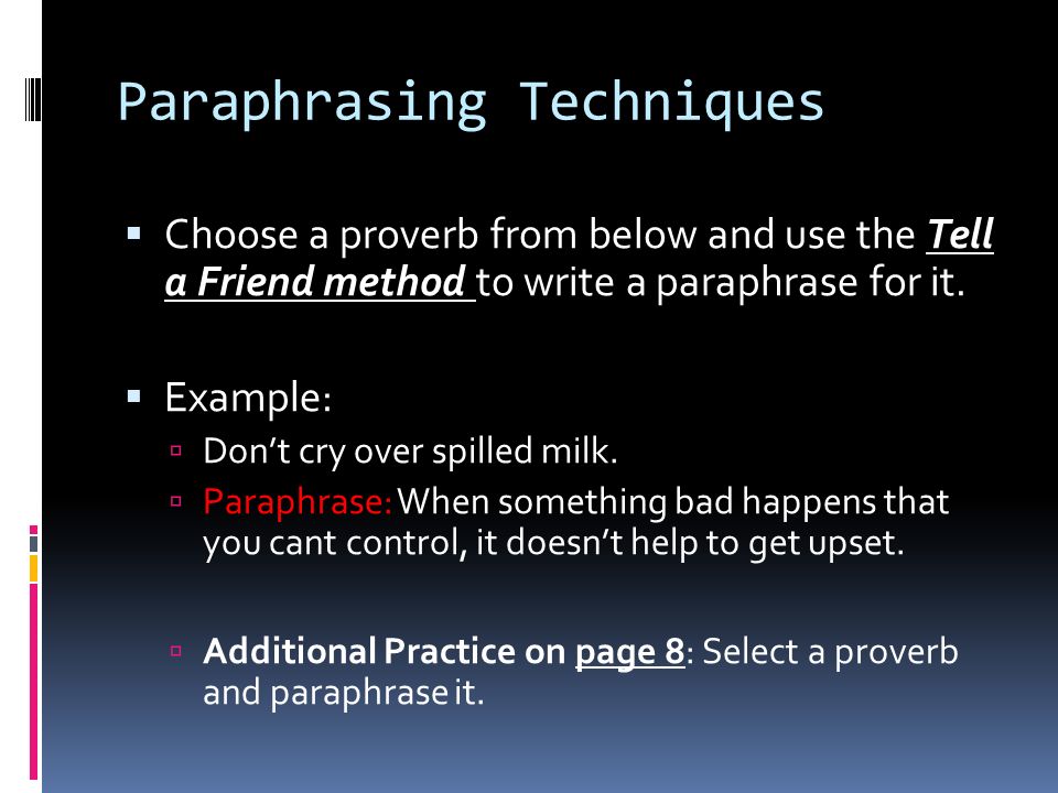 paraphrasing techniques examples