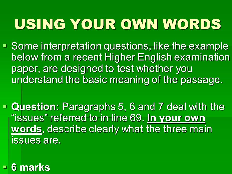 Higher Close Reading Skills Section A Understanding The Meaning 1 Using Your Own Words 2 Context Questions 3 Link Questions Ppt Download Higher Close Reading Skills Section A Understanding The Meaning 1 Using Your Own Words 2 Context Questions 3 Link Questions Ppt Download