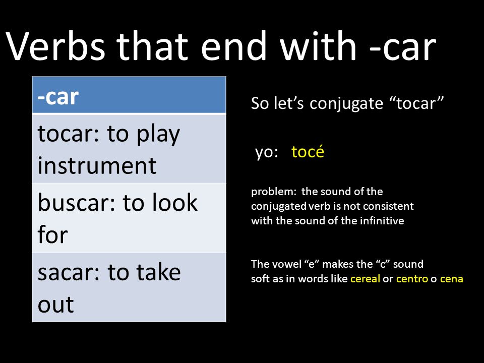 Car Gar Zar Verbs Tocar Sacar Buscar Car Gar Zar Verbs Tocar Sacar Buscar
