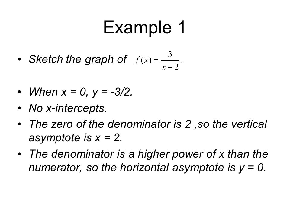 Example 1 Sketch the graph of When x = 0, y = -3/2.