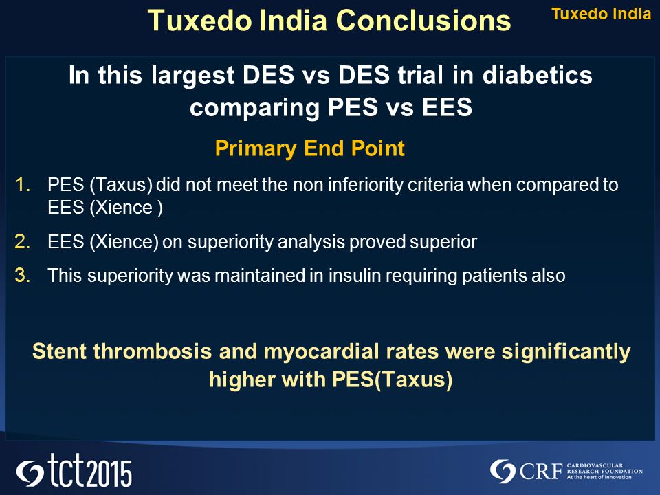 In this largest DES vs DES trial in diabetics comparing PES vs EES Primary End Point 1.