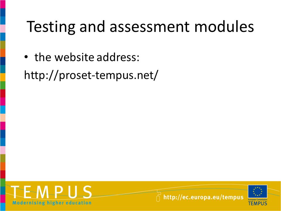 Testing and assessment modules the website address: