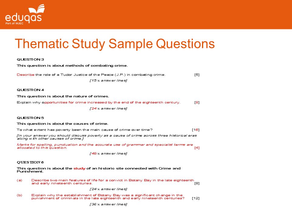 Thematic Study Sample Questions