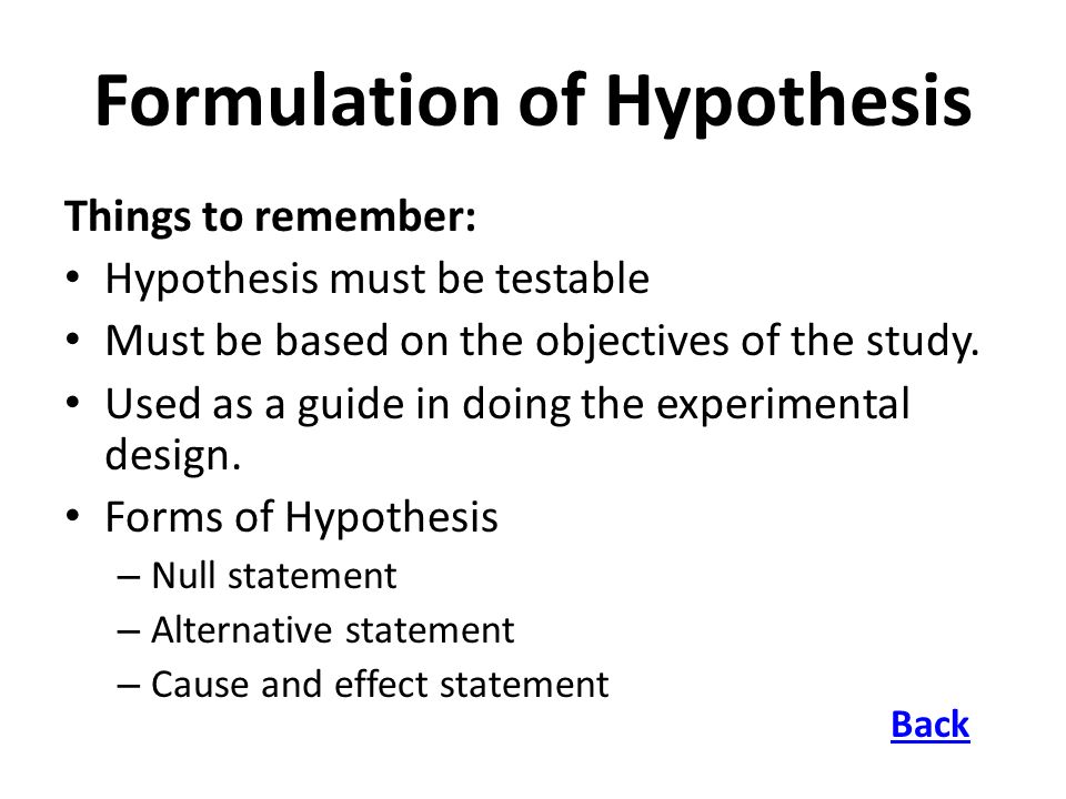 formulation of hypothesis in research