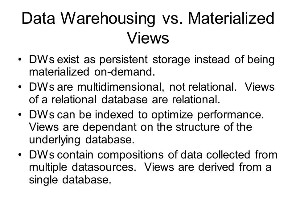 Data Warehousing vs.