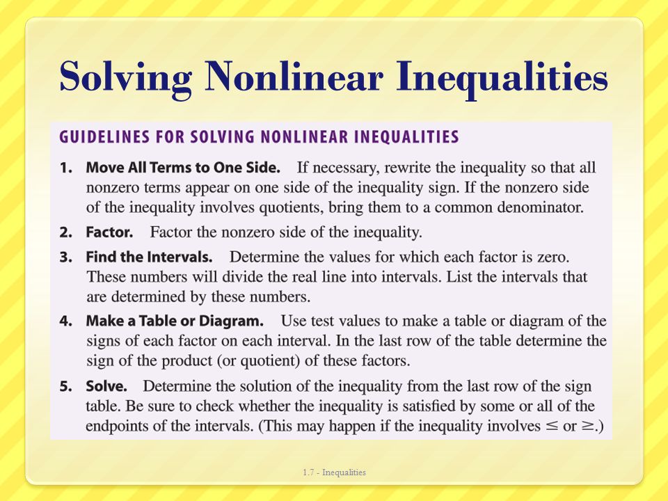 Solving Nonlinear Inequalities Inequalities