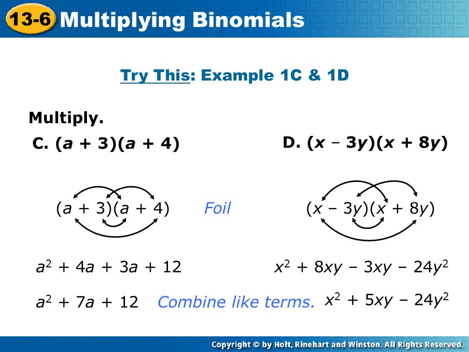 13 6 Multiplying Binomials Warm Up Warm Up Problem Of The Day Problem Of The Day Lesson Presentation Lesson Presentation Pre Algebra Ppt Download