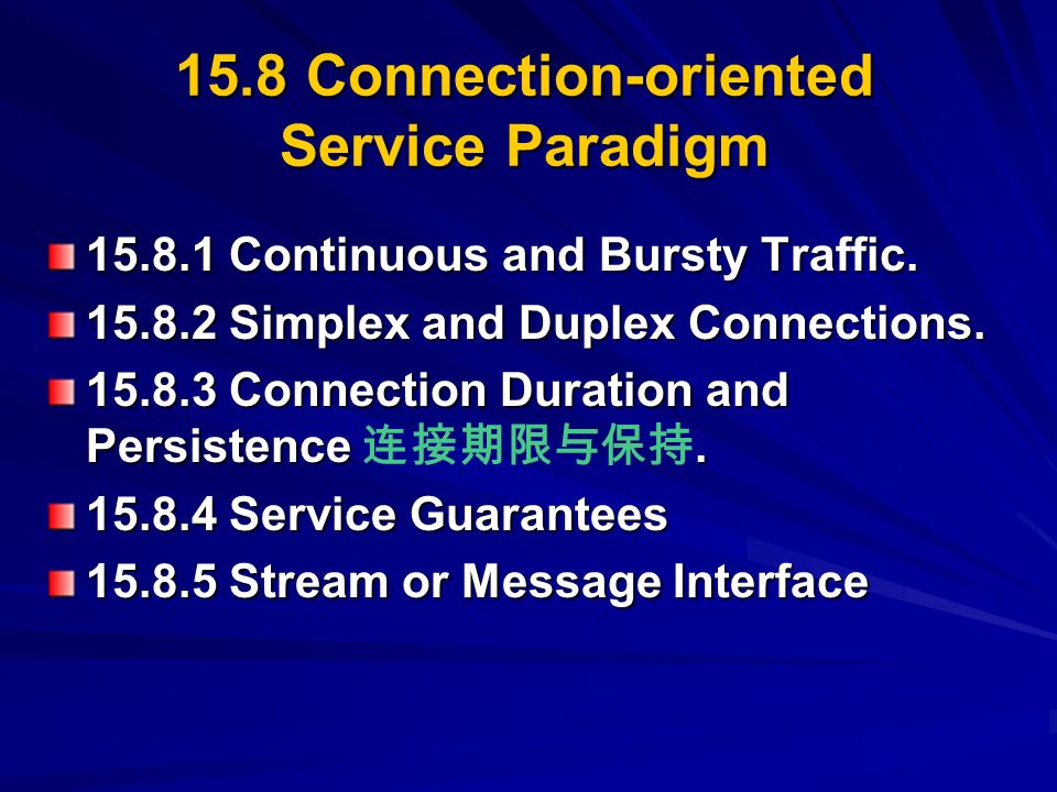15.8 Connection-oriented Service Paradigm Continuous and Bursty Traffic.