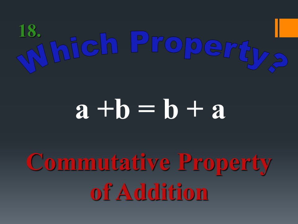 a1 = a Identity Property of Multiplication 17.