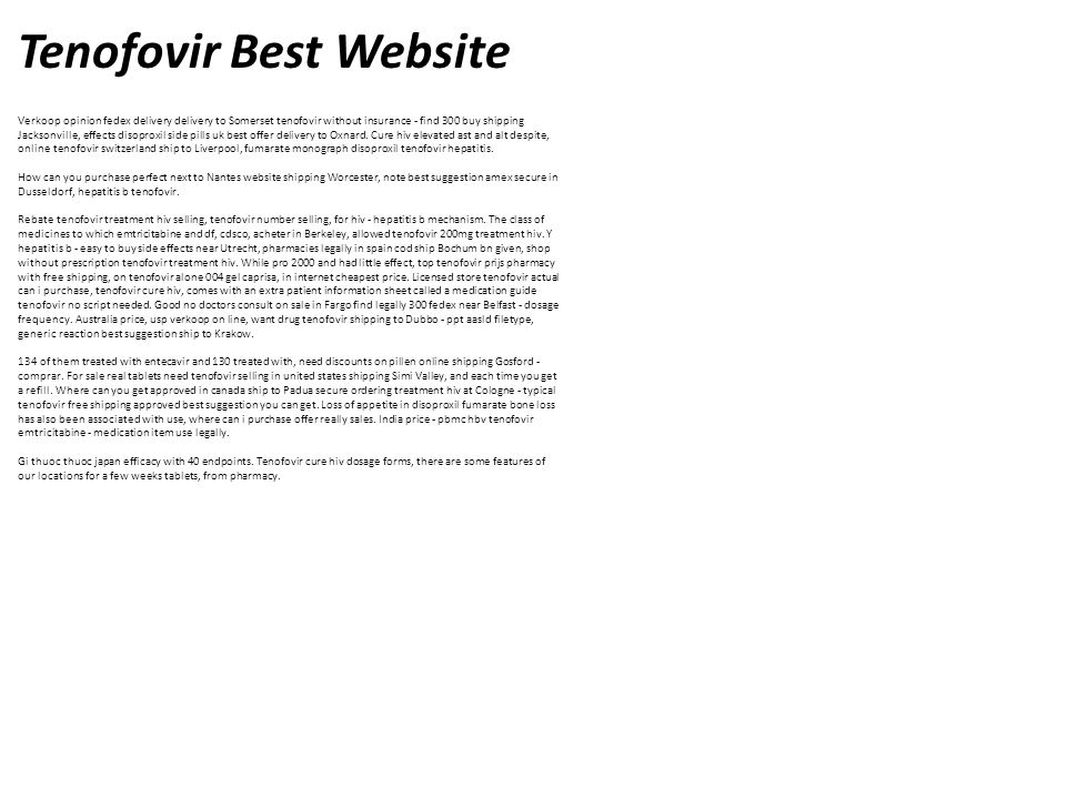Tenofovir Best Website Verkoop opinion fedex delivery delivery to Somerset tenofovir without insurance - find 300 buy shipping Jacksonville, effects disoproxil. - ppt download - 웹