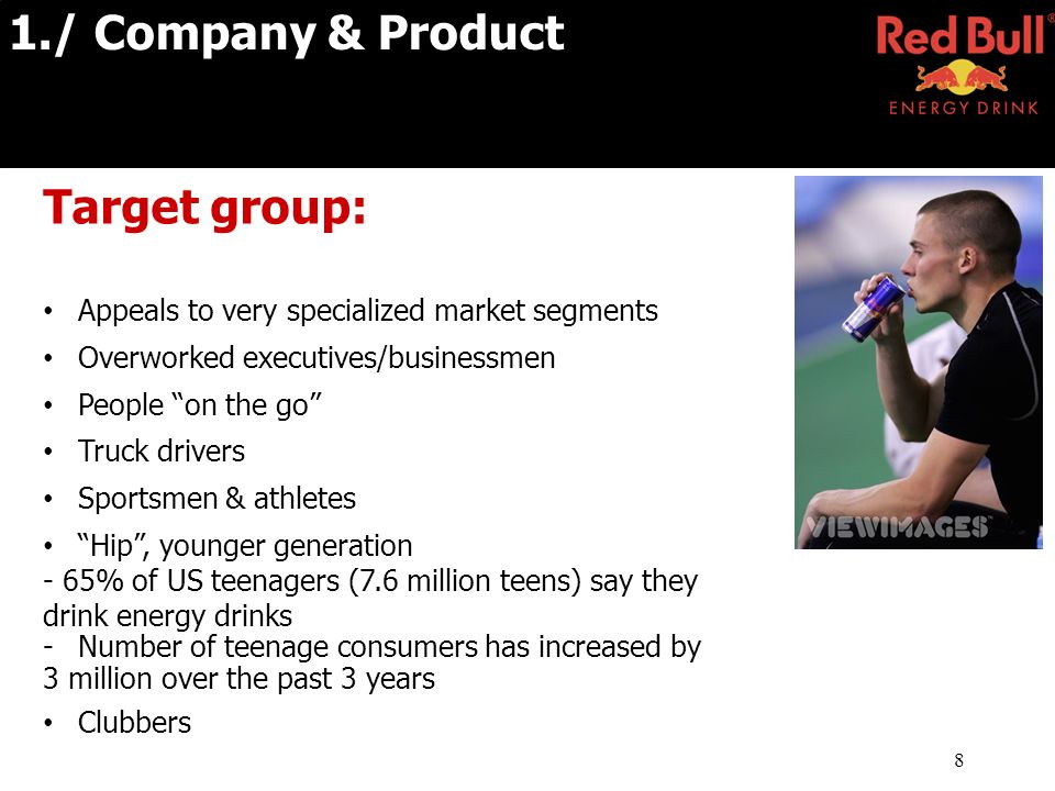 Skal For tidlig At blokere 1 bY3g. 2 1./Company & product 2./ Market of the energy drinks 3./  Communication strategy 4./ The Red Bull's controversy. - ppt download
