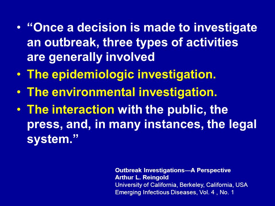 outbreak investigation - types of epidemics and investigating them