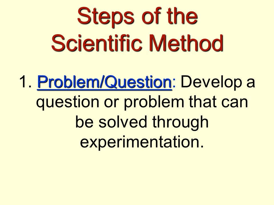 Steps of the Scientific Method Problem/Question 1.
