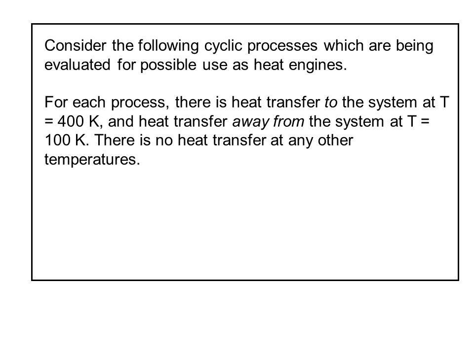 Consider the following cyclic processes which are being evaluated for possible use as heat engines.