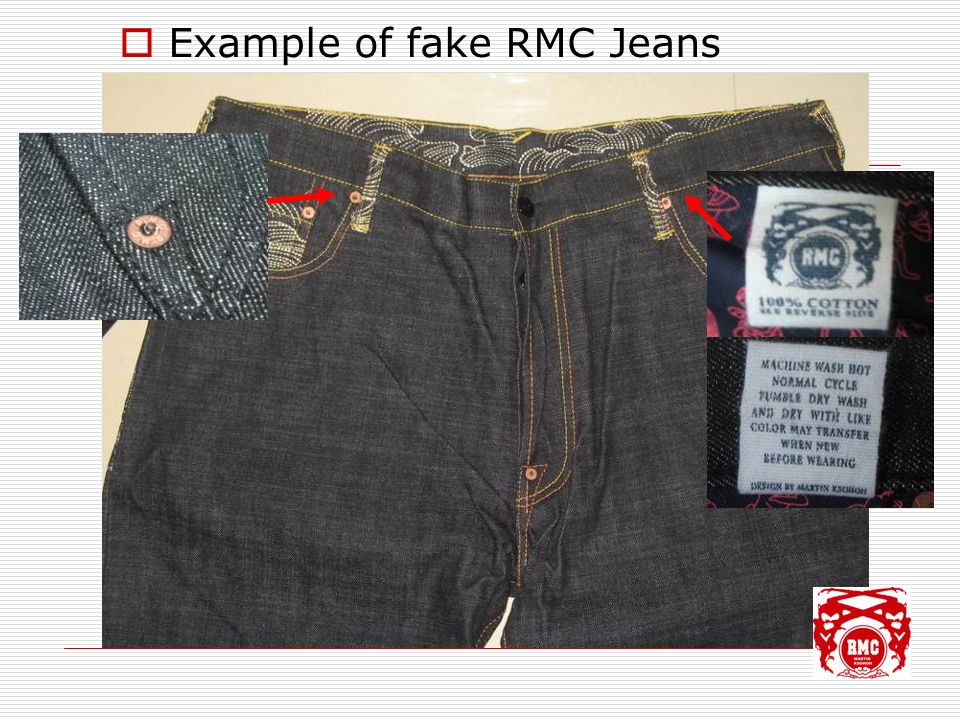  Example of fake RMC Jeans