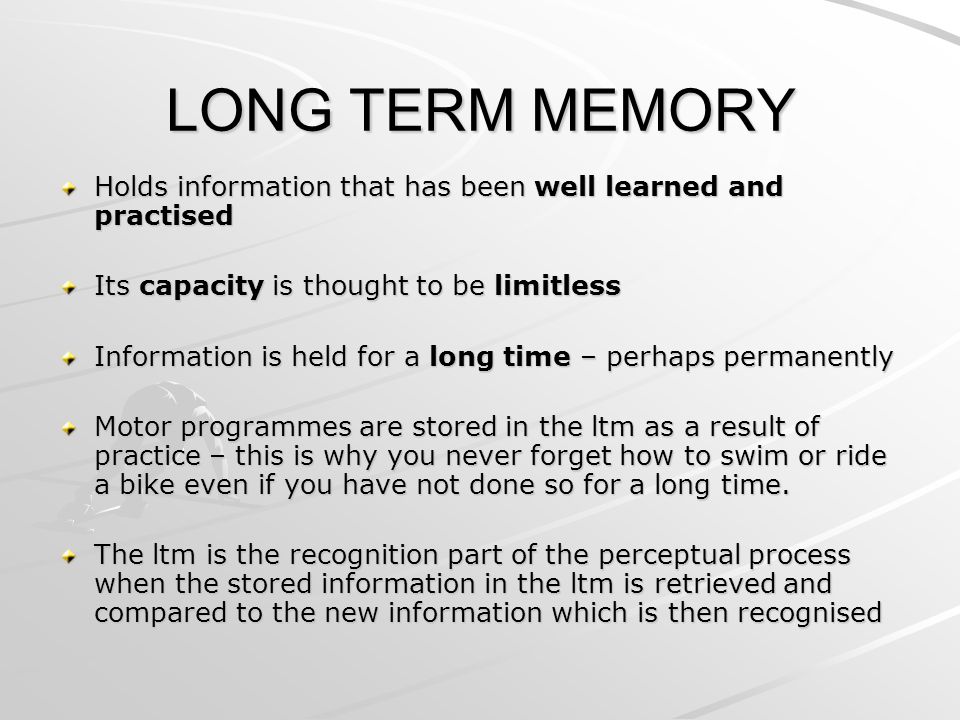 MEMORY Memory is important for information processing, particularly ...