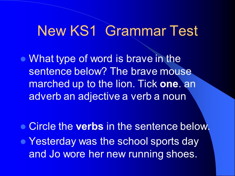 New KS1 Grammar Test What type of word is brave in the sentence below.