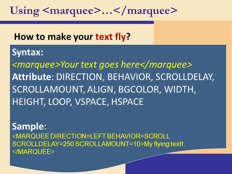 How to make your text fly.
