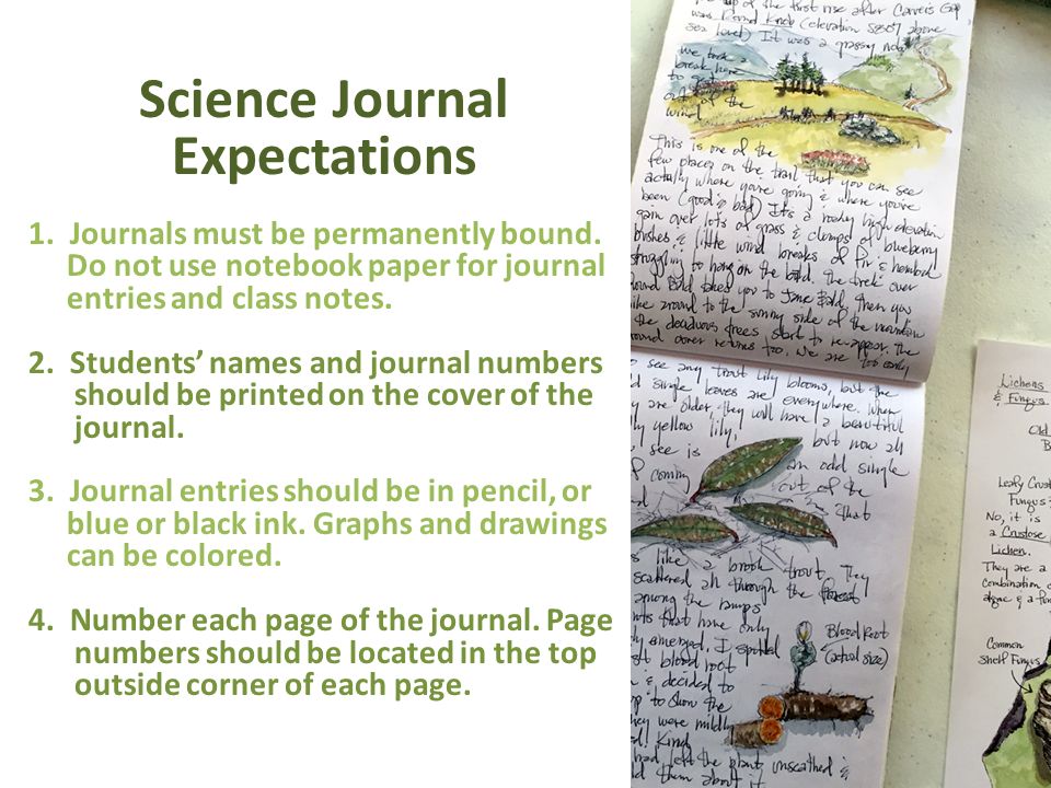Science Journal Expectations 1. Journals must be permanently bound.