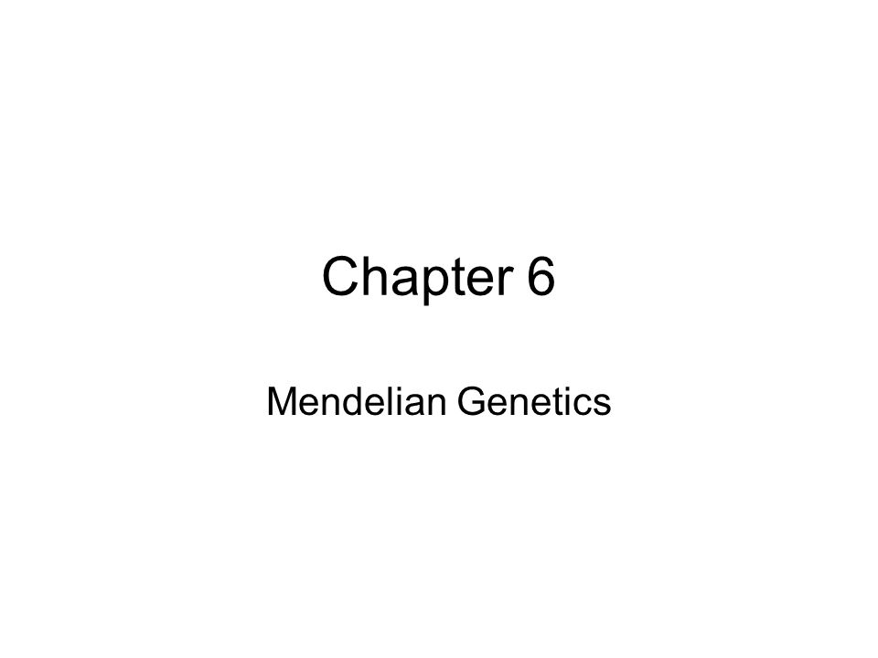 Chapter 6 Mendelian Genetics