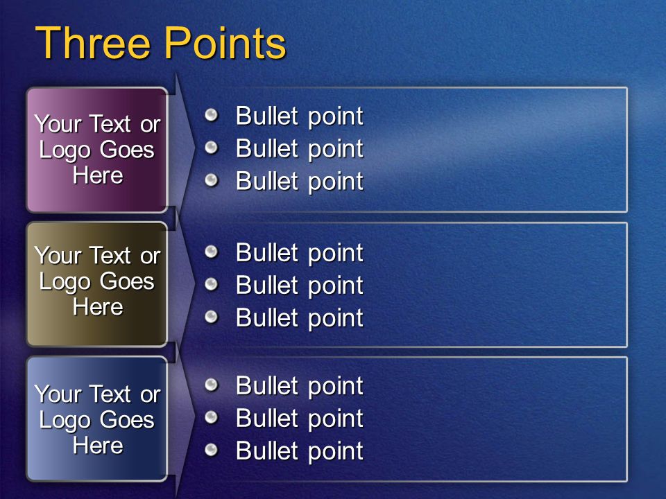Three Points Bullet point Your Text or Logo Goes Here Bullet point