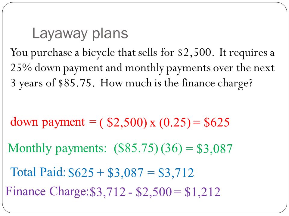 bicycle monthly payments