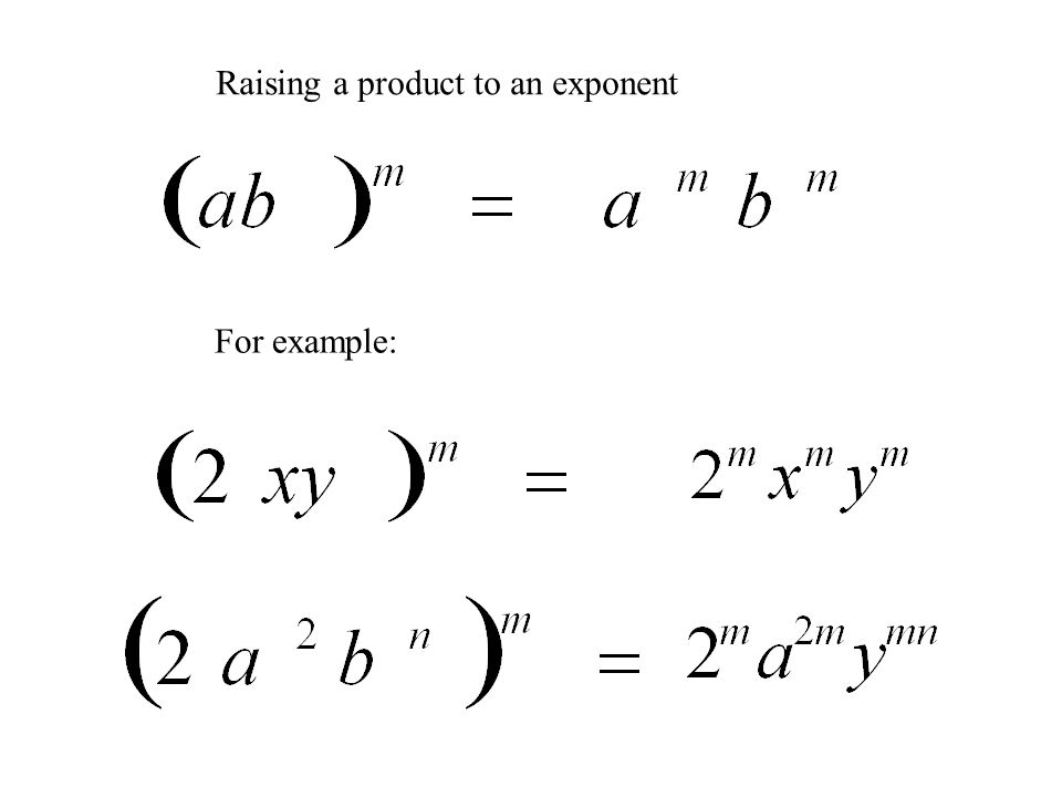 Raising a product to an exponent For example:
