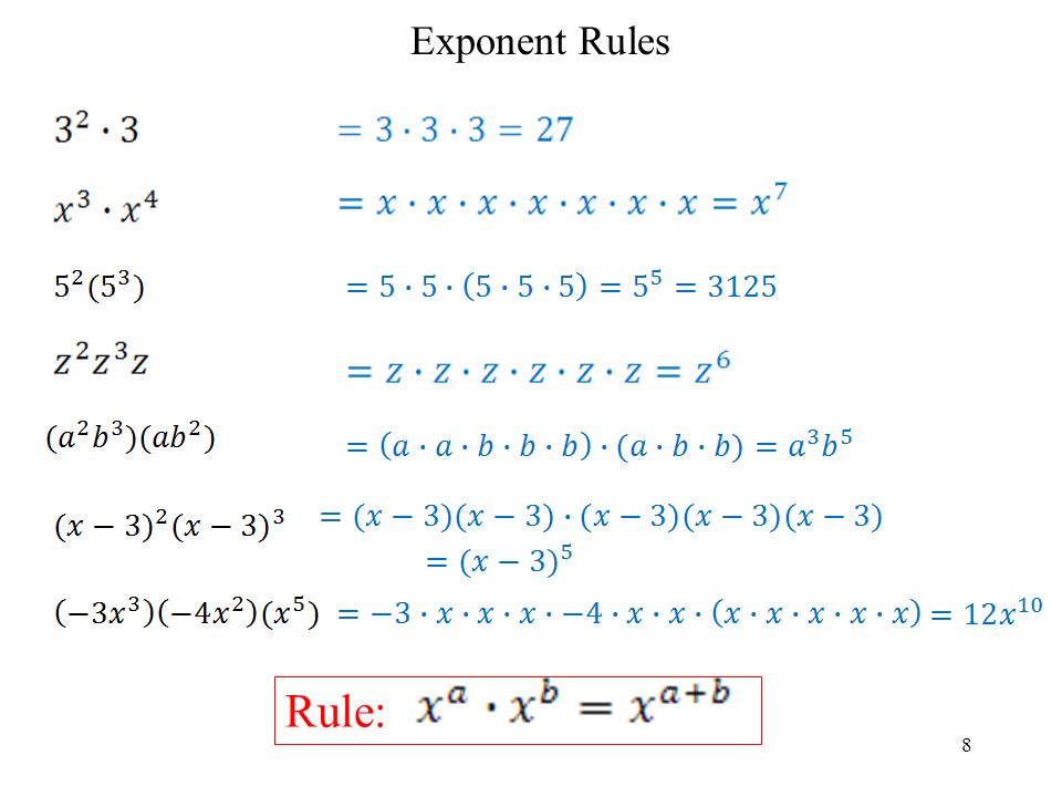 7 Exponent Expansion Write in Expanded Form, then evaluate (if possible)