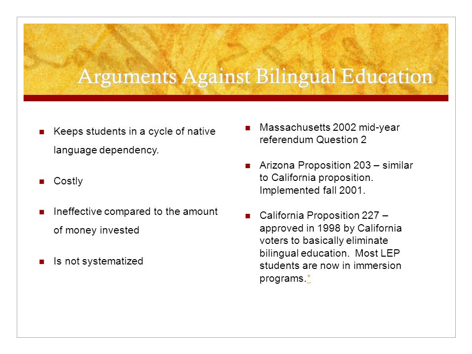arguments for and against bilingual education