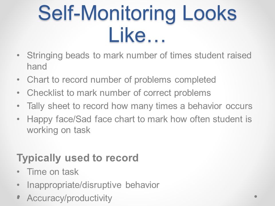 Self Monitoring Chart For On Task Behavior